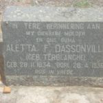Aletta F Dassonville Headstone